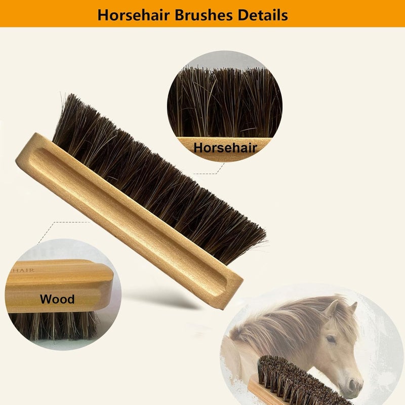 Selaurel Horsehair Laundry Stain Brush 3 Pack Clothes Brush Shoes Soft Bristle Cleaning Brush Natural Wood Laundry Brush for Stains on Clothes Shoes Polishing Brush Shining Brushes - Image 2